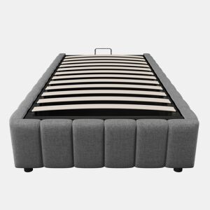 Cama estofada 90x200cm - Armazenamento hidráulico, sem cabeceira, sem colchão - Cinza