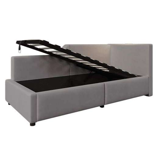 Contentor-cama 90x200cm - Sofá-cama de veludo - com luz de leitura e portas de carregamento - com estrado de molas - Cinzento