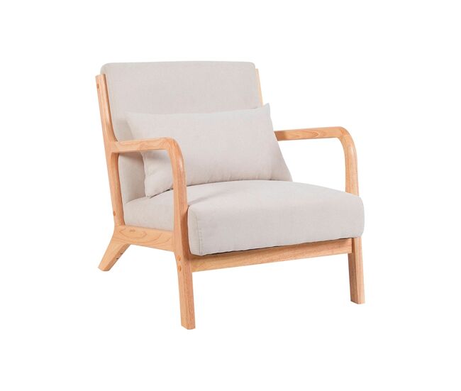Sillón tapizado en tela carrie beige para hogar moderno mueble de almacenaje - homekit