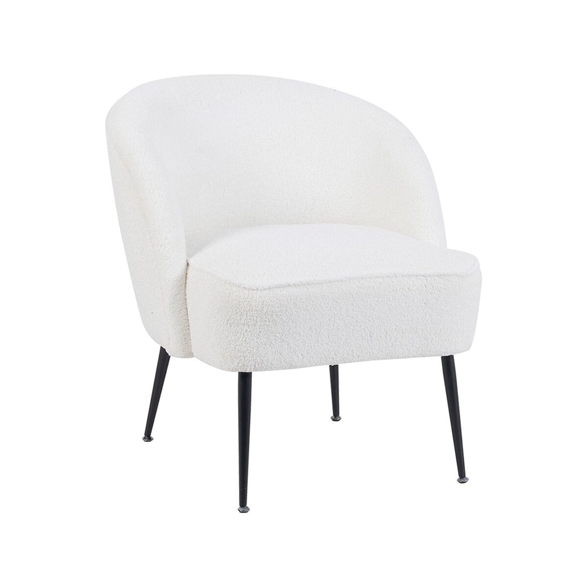 Sillón tapizado en teddy emma blanco para hogar moderno mueble de almacenaje - homekit