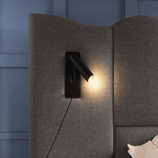 Cama para arrumação de roupa de cama 180x200 cm - com luz de leitura e função de carregamento - com estrado de ripas - Cinzento