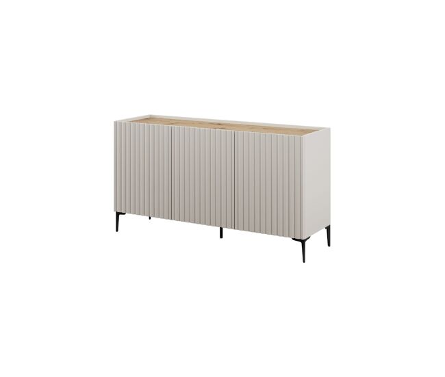 Aparador nora de 3 puertas beige / madera natural mueble de salón estilo nórdico almacenaje - homekit