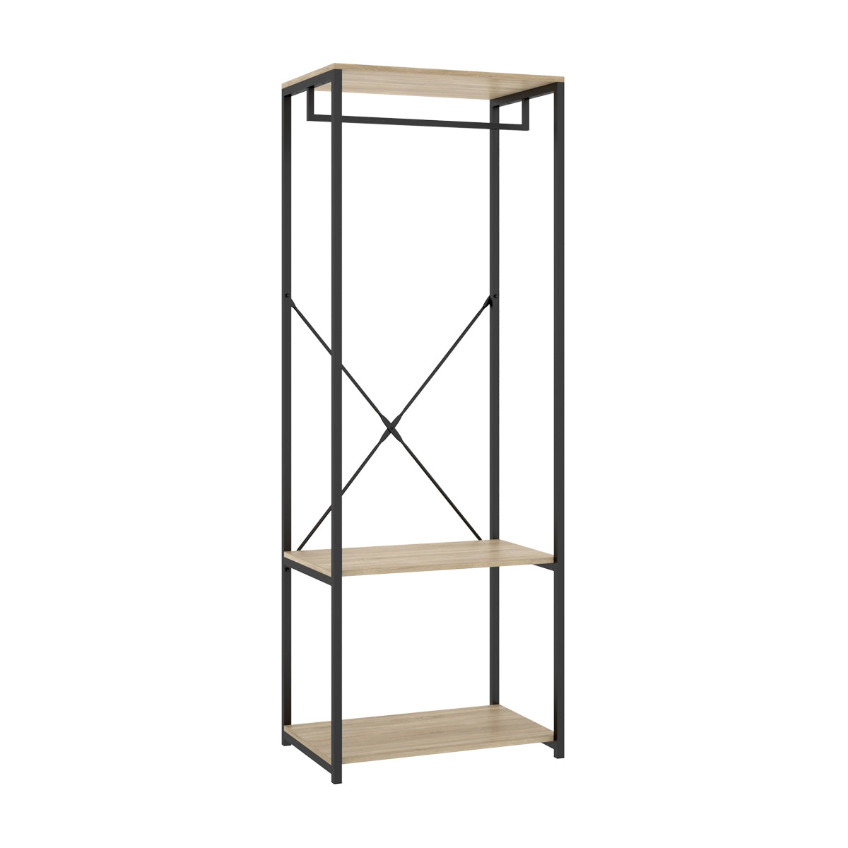 Armario vestidor barra metalica trok y natural y negro y madera para dormitorio armario de almacenaje gran capacidad - homekit