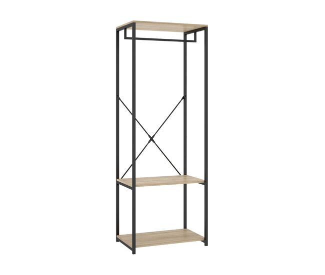 Armario vestidor barra metalica trok y natural y negro y madera para dormitorio armario de almacenaje gran capacidad - homekit