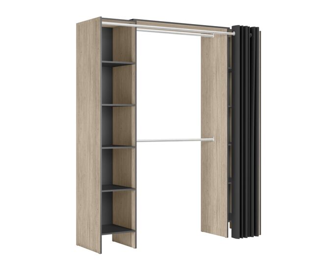 Vestidor abierto con cortinas bastet 10 - grafito / natural