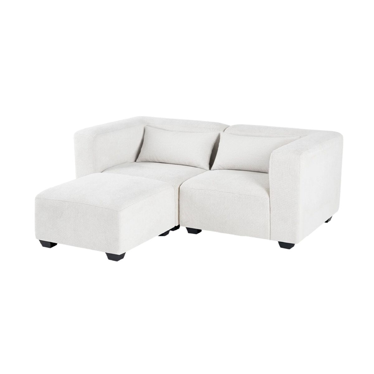 sofa modular dos plazas liza con reposapies  beige para hogar moderno mueble de almacenaje  - homekit
