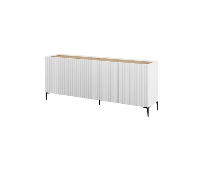 Aparador nora y 4 puertas blanco y natural y madera para salón moderno mueble auxiliar de almacenaje - homekit