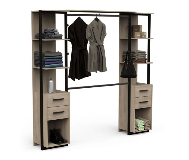 Vestidor con cajones estilo industrial eban - roble kronberg