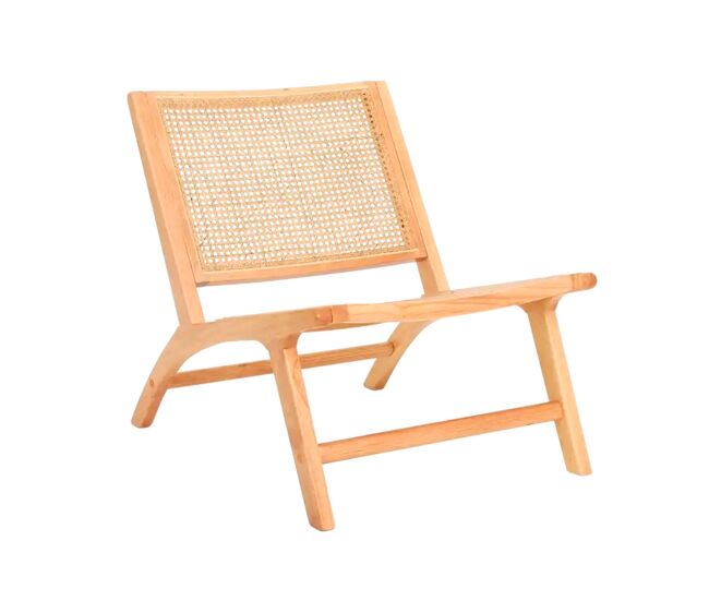 Sillón en ratán ladonna natural y madera para hogar moderno mueble de almacenaje - homekit