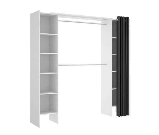 Vestidor abierto con cortinas bastet 10 - blanco