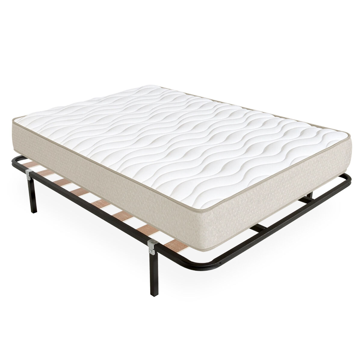 Pack somier lama ancha con colchón viscoelástico nova plus 150 x 190 cm altura 20cm firmeza media alta tejido transpirable y antiacaros