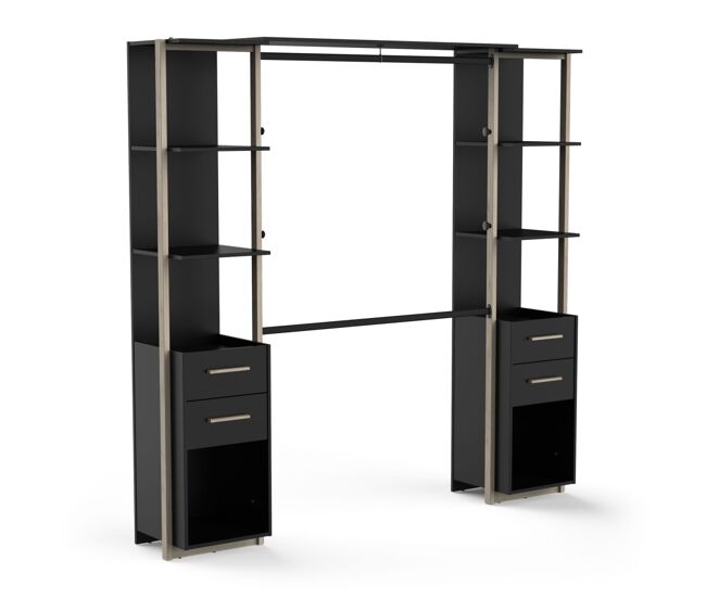 Vestidor con cajones estilo industrial eban - negro