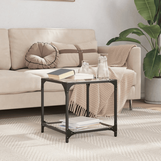 Mesa de Centro, Mesa baixa c topo em vidro transparente 40x40x40 cm aço Mesa de Centro, Mesa baixa c topo em vidro transparente 40x40x40 cm aço