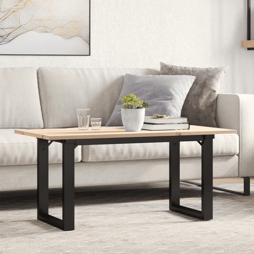 Mesa de Centro, Mesa baixa, estrutura em O 90x40x45 cm pinho e aço