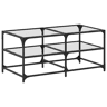 Mesa de Centro, Mesa baixa c topo em vidro transparente 98,5x50x45 cm aço