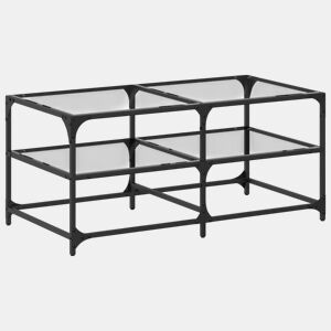 Mesa de Centro, Mesa baixa c topo em vidro transparente 98,5x50x45 cm aço