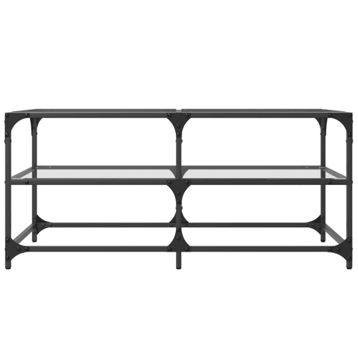 Mesa de Centro, Mesa baixa c topo em vidro transparente 98,5x50x45 cm aço Mesa de Centro, Mesa baixa c topo em vidro transparente 98,5x50x45 cm aço