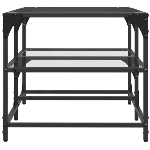 Mesa de Centro, Mesa baixa c topo em vidro transparente 98,5x50x45 cm aço Mesa de Centro, Mesa baixa c topo em vidro transparente 98,5x50x45 cm aço