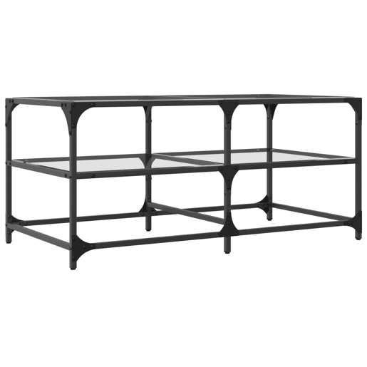 Mesa de Centro, Mesa baixa c topo em vidro transparente 98,5x50x45 cm aço Mesa de Centro, Mesa baixa c topo em vidro transparente 98,5x50x45 cm aço