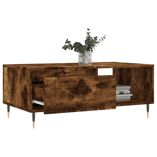 Mesa de Centro, Mesa baixa, 90x50x36,5 cm derivados madeira carvalho fumado