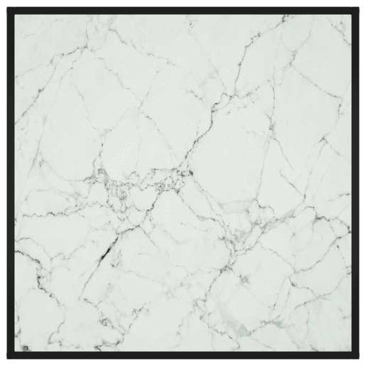Mesa de Centro, Mesa baixa, 90x90x50 cm preto com vidro marmorizado branco
