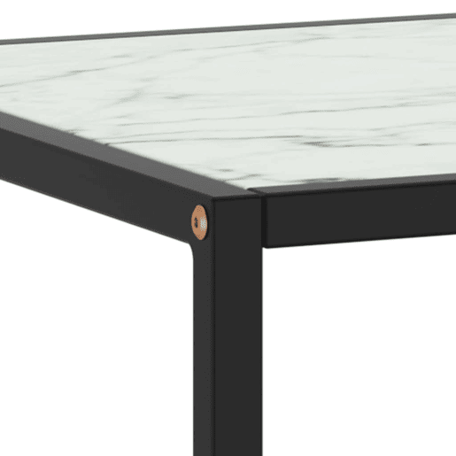 Mesa de Centro, Mesa baixa, 90x90x50 cm preto com vidro marmorizado branco