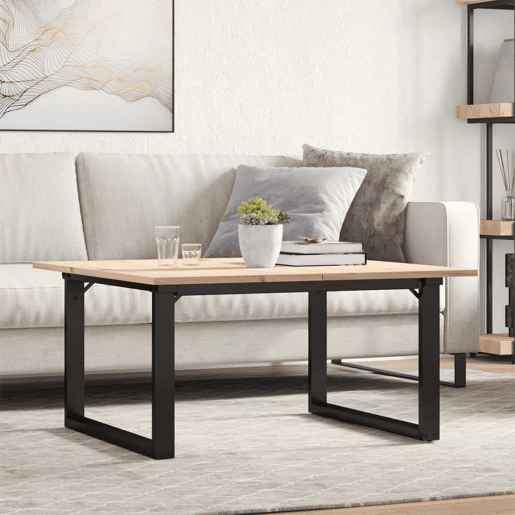 Mesa de Centro, Mesa baixa, estrutura em O 80x80x45 cm pinho e aço