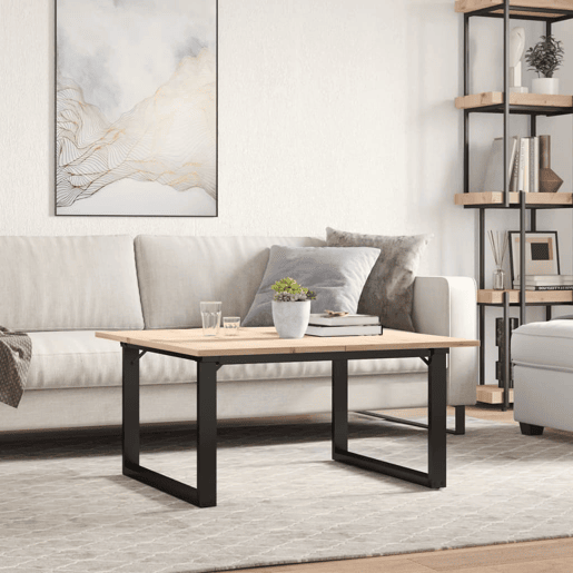 Mesa de Centro, Mesa baixa, estrutura em O 80x80x45 cm pinho e aço