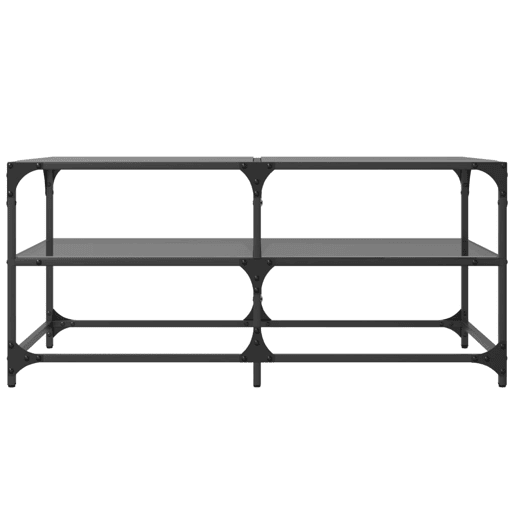 Mesa de Centro, Mesa baixa com topo em vidro preto 98,5x50x45 cm aço Mesa de Centro, Mesa baixa com topo em vidro preto 98,5x50x45 cm aço