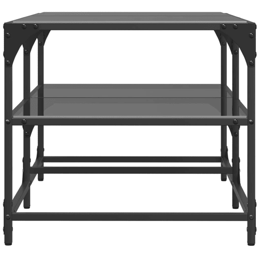 Mesa de Centro, Mesa baixa com topo em vidro preto 98,5x50x45 cm aço Mesa de Centro, Mesa baixa com topo em vidro preto 98,5x50x45 cm aço