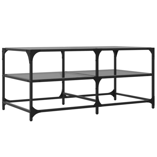 Mesa de Centro, Mesa baixa com topo em vidro preto 98,5x50x45 cm aço Mesa de Centro, Mesa baixa com topo em vidro preto 98,5x50x45 cm aço