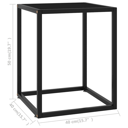 Mesa de Centro, Mesa baixa, 40x40x50 cm preto com vidro preto