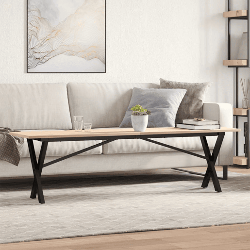 Mesa de Centro, Mesa baixa, estrutura em X 160x40x45cm pinho e aço