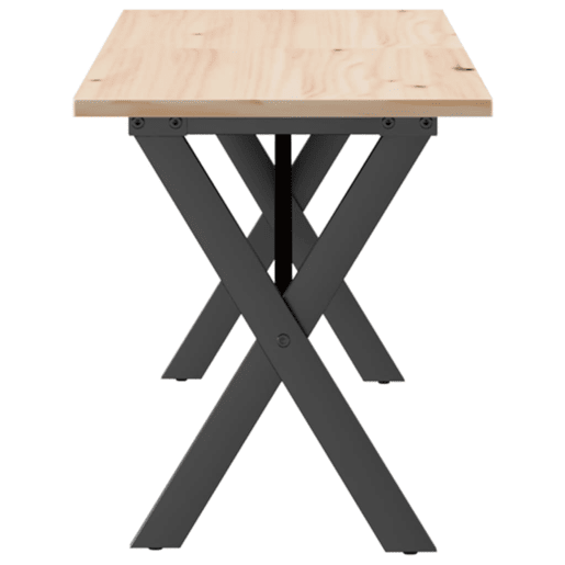 Mesa de Centro, Mesa baixa, estrutura em X 160x40x45cm pinho e aço