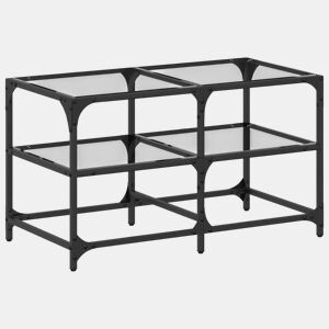 Mesa de Centro, Mesa baixa c topo em vidro transparente 78,5x40x45 cm aço