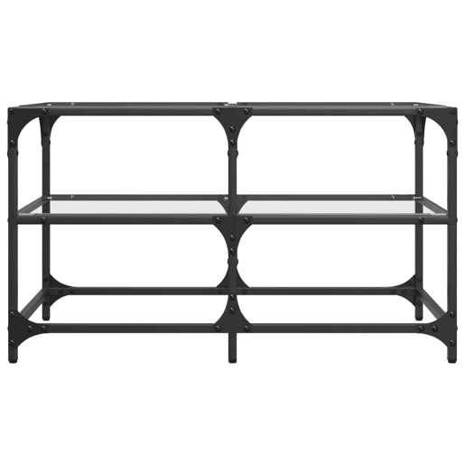 Mesa de Centro, Mesa baixa c topo em vidro transparente 78,5x40x45 cm aço