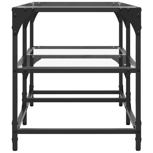 Mesa de Centro, Mesa baixa c topo em vidro transparente 78,5x40x45 cm aço
