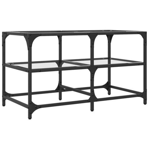 Mesa de Centro, Mesa baixa c topo em vidro transparente 78,5x40x45 cm aço