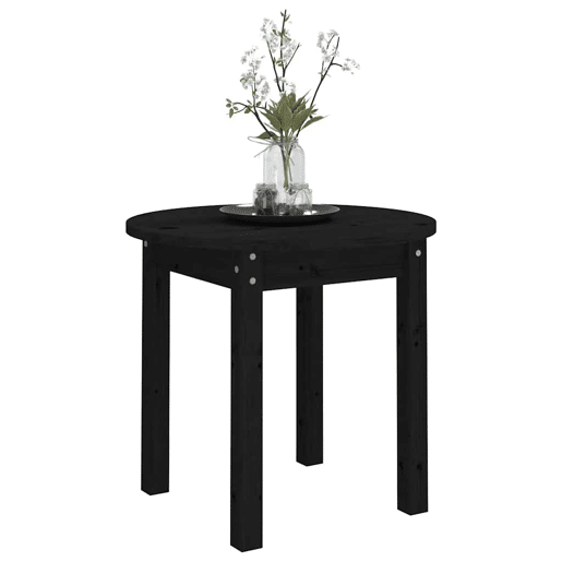 Mesa de Centro, Mesa baixa, Ø 45x40 cm madeira de pinho maciça preto