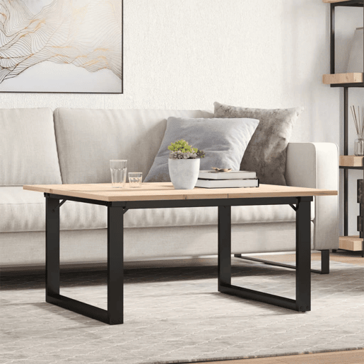 Mesa de Centro, Mesa baixa, estrutura em O 90x90x45 cm pinho e aço