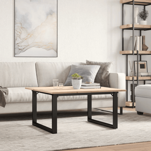 Mesa de Centro, Mesa baixa, estrutura em O 90x90x45 cm pinho e aço