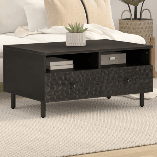 Mesa de Centro, Mesa baixa, 80x54x40 cm madeira de mangueira maciça preto