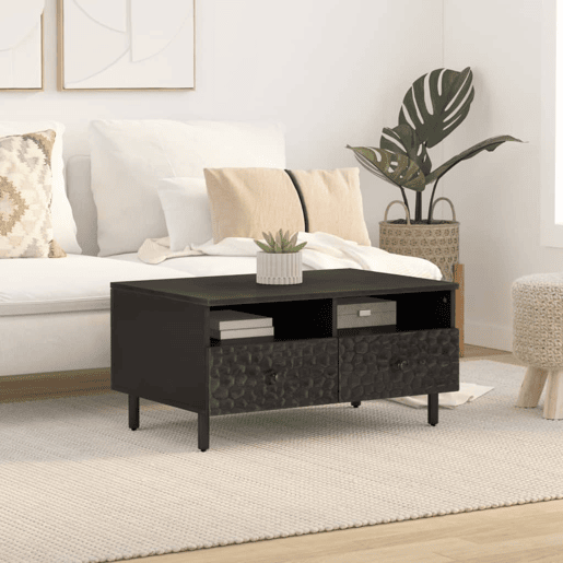 Mesa de Centro, Mesa baixa, 80x54x40 cm madeira de mangueira maciça preto
