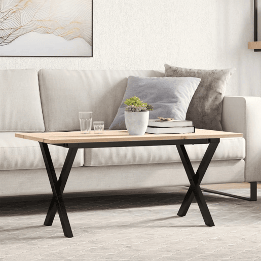Mesa de Centro, Mesa baixa, estrutura em X 90x40x45 cm pinho e aço