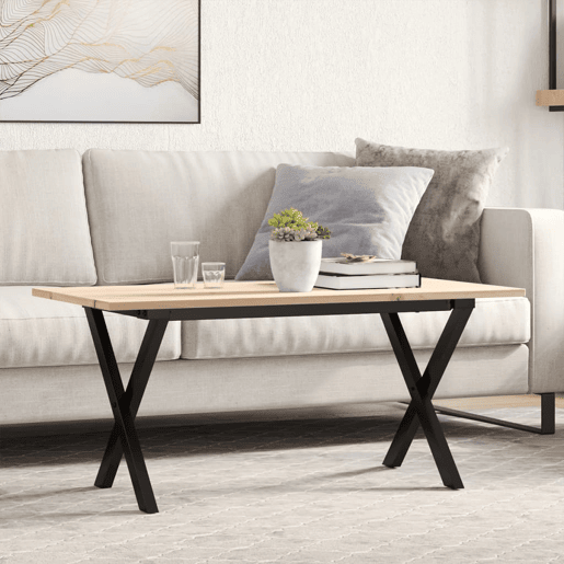 Mesa de Centro, Mesa baixa, estrutura em X 100x50x45cm pinho e aço