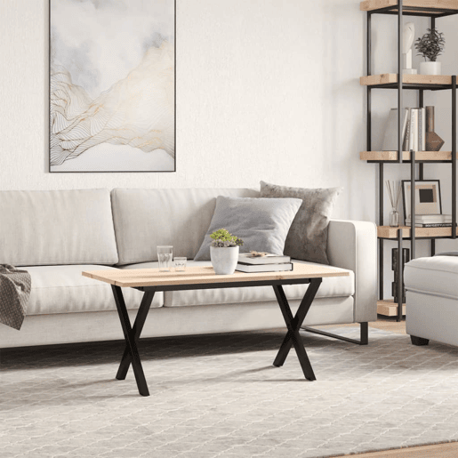 Mesa de Centro, Mesa baixa, estrutura em X 100x50x45cm pinho e aço