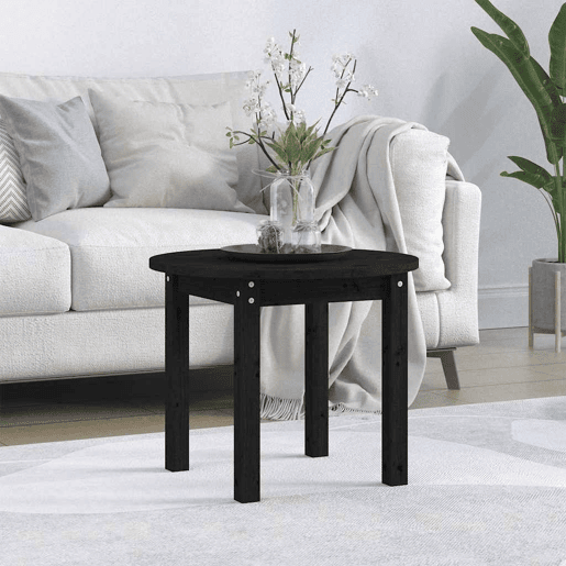 Mesa de Centro, Mesa baixa, Ø 55x45 cm madeira de pinho maciça preto