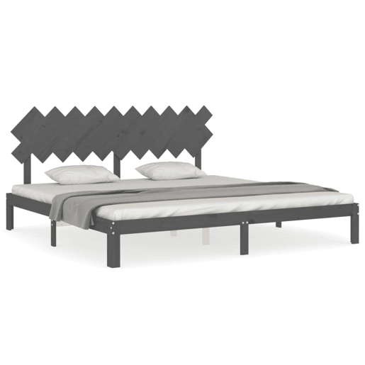 Estrutura de Cama de casal moderno com cabeceira 200x200 cm madeira maciça cinza