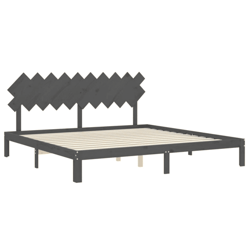 Estrutura de Cama de casal moderno com cabeceira 200x200 cm madeira maciça cinza