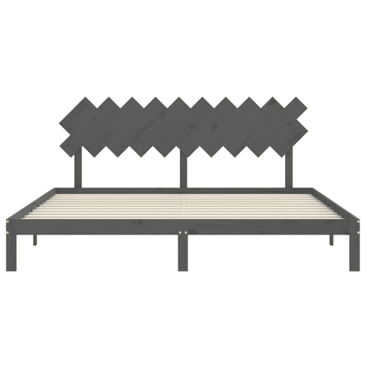 Estrutura de Cama de casal moderno com cabeceira 200x200 cm madeira maciça cinza